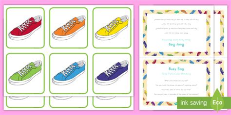 Shoe Pairs Color Matching Busy Bag Prompt Card And Resource Pack