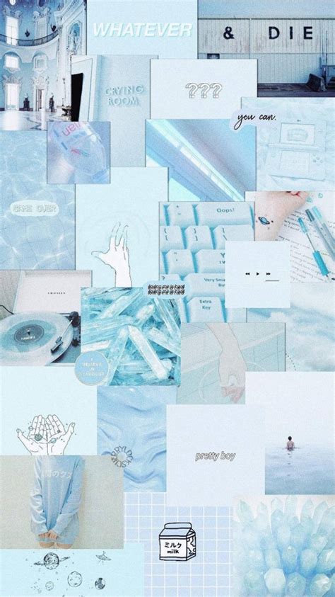Download Blue Anime Collage Aesthetic Wallpaper