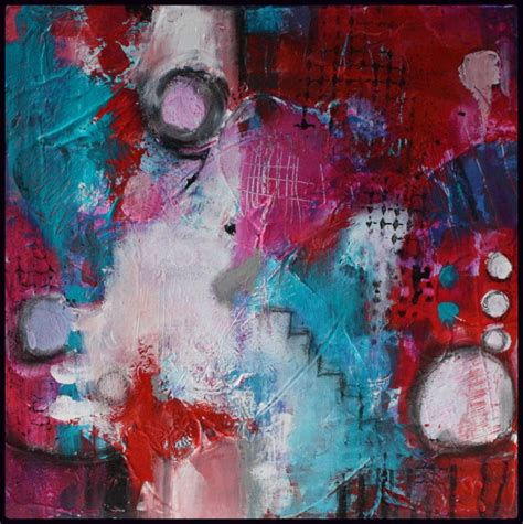Abstract Painting Love In Red Teal Magenta Inspirational Acrylic
