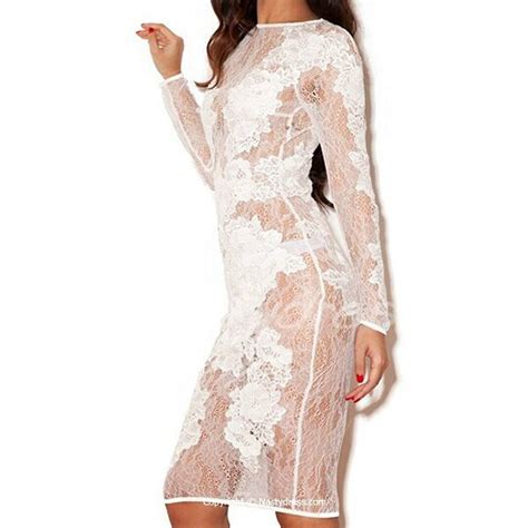Sexy See Through Club Dress Embroidered Women Lace Dress Hollow Out