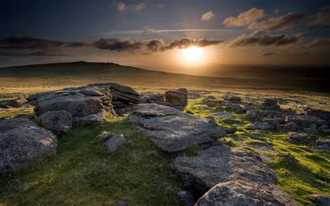 Nature Landscape Sunset Hill Grass Sheep Uk Scotland Clouds Stones Sky