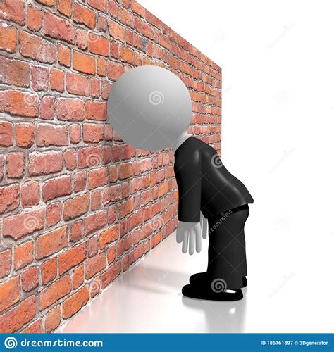 Cartoon Character Banging Head Against The Wall 3d