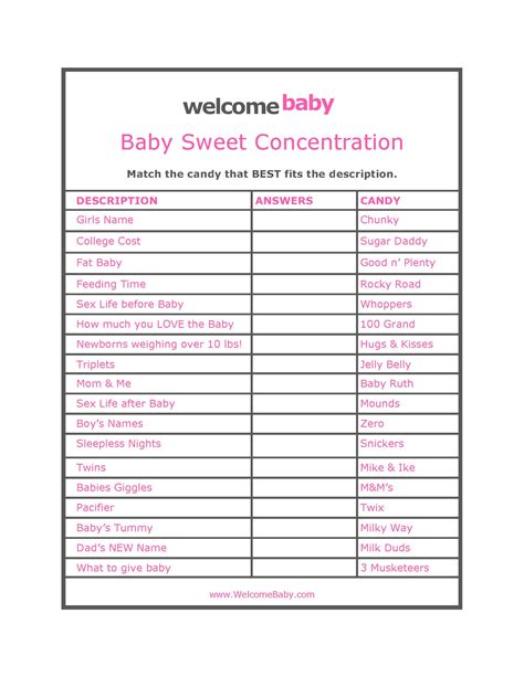 Baby Shower Games Printable With Answer Key Printable Baby Shower Hot