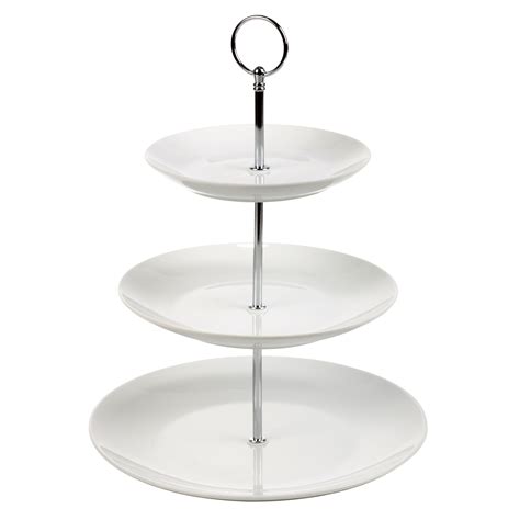3 Layer Tier White Ceramic Round Serving Display Cakes Platter Food