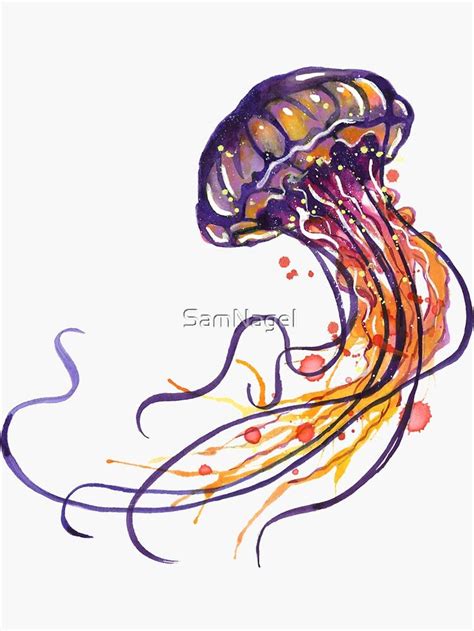 Jellyfish Watercolor Sticker By Samnagel Jellyfish Painting