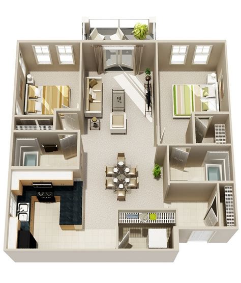 50 Two 2 Bedroom Apartmenthouse Plans Architecture And Design