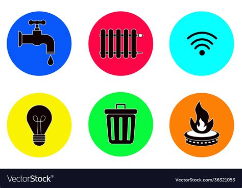 Utilities Icons Gas Electricity Water Royalty Free Vector