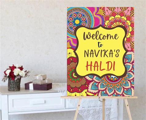 Indian Haldi Decor Entry Sign Board Haldi Ceremony Welcome Etsy