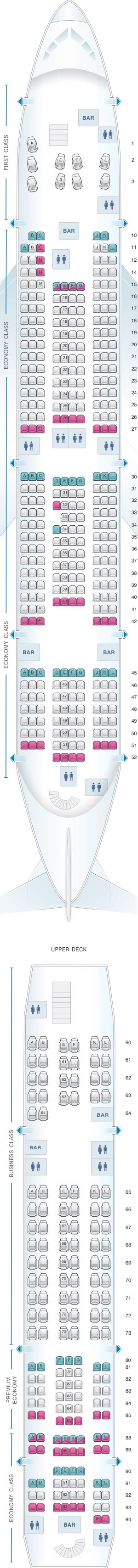 Seat Map Air France Airbus A380 International Long Haul 516pax