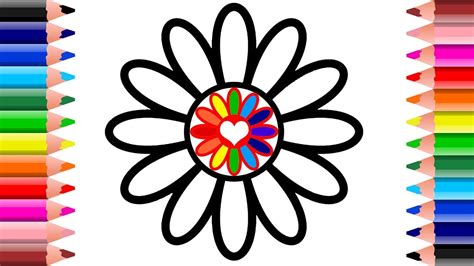 How To Draw Flower Rainbow Flower Coloring Pages For Kids Setoys