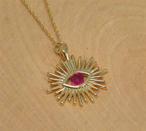 Evil Eye Necklace Greek Jewelry 18k Gold Filled Minimalist Etsy