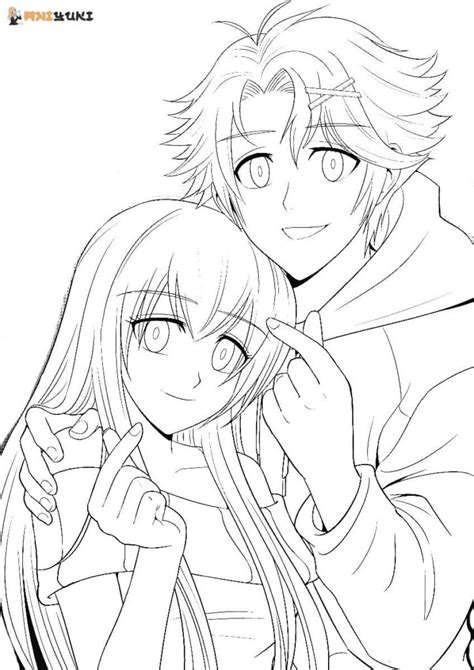 Anime Couples Holding Hands Coloring Pages