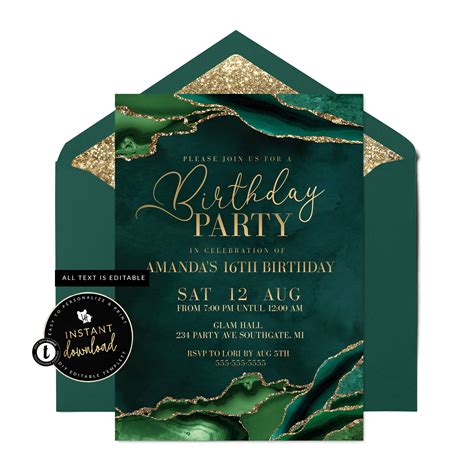 Green And Gold Invitation Template