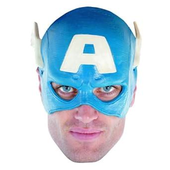 Amazon Com Disguise Men S Marvel Captain America Adult Vinyl Mask Blue One Size Costume