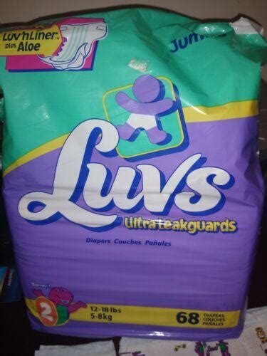 Vintage Luvs Plastic Ultra Leakguards Barney Diapers Size 2 From 1999 3838894259