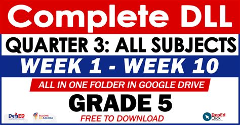 GRADE 5 COMPLETE DAILY LESSON LOG Quarter 3 WEEKS 1 10 Free To