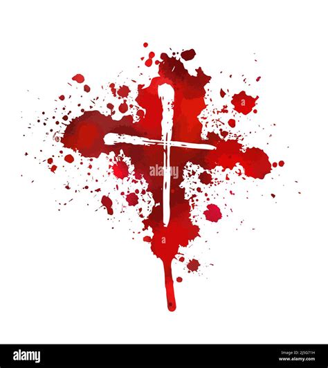 Bloody Cross Cross Made Of Drops Of Paint Vector Illustration Stock