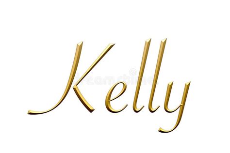 Kelly Female Name Gold 3d Icon On White Background Decorative Font