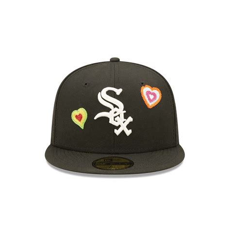 Official New Era Chicago White Sox Mlb Chain Stitch Heart Black 59fifty
