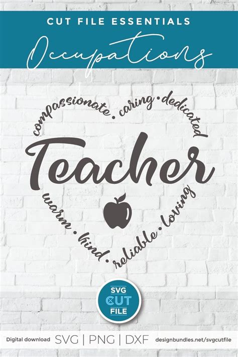 Download Teacher svg, a teacher appreciation week with heart words (455568) | Cut Files | Design Bundles