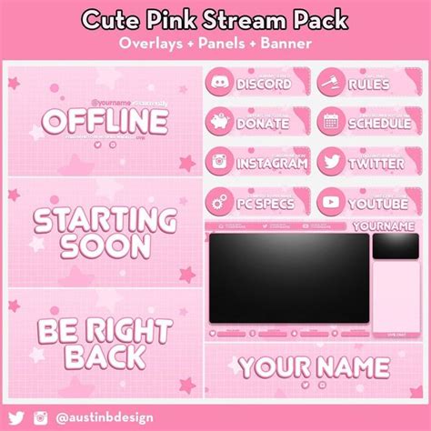 Twitch Cute Pink Caramel Kitty Cat Webcam Stream Overlay Streamer