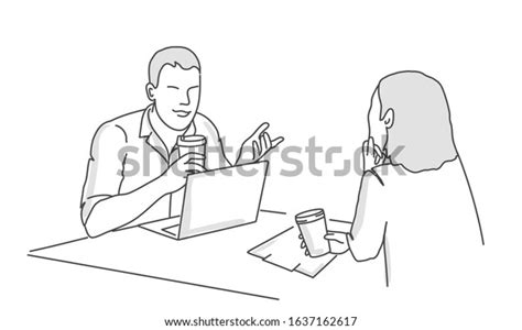 Business People Sitting Table Man Woman Stock Vector Royalty Free