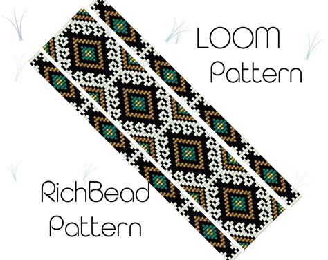 Square Stitch Beading Pattern Bead Loom Bracelet Patterns Bead Etsy