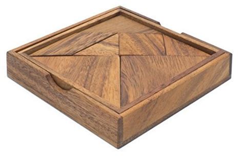 Wood Tangram Deluxe Wooden Handmade 3d Brain Teaser Wooden Puzzle For