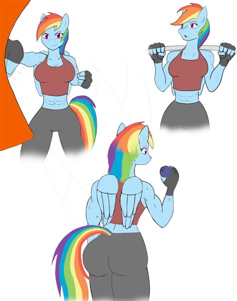 2240824 Safe Artistafhybrid Rainbow Dash Anthro Abs Breasts Busty Rainbow Dash