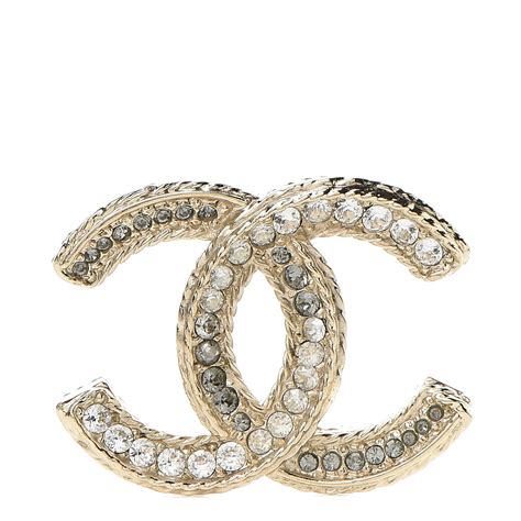 Chanel Crystal Cc Brooch Pin Light Gold 509219