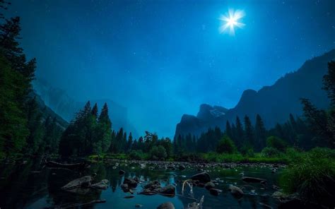 Fondos De Pantalla Bosque Noche Lago Naturaleza Reflexión Cielo