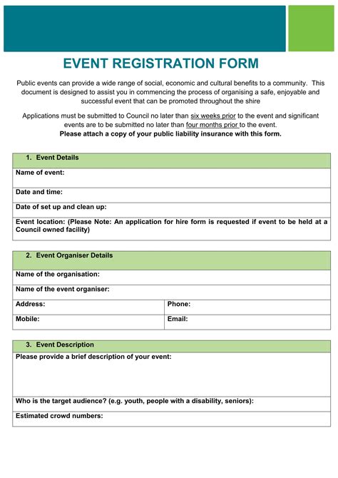 Registration Form For Event Template Pdf