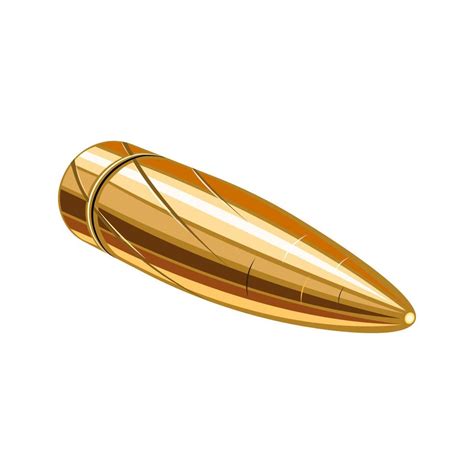 Gold Bullet Flying Shot Cartoon Realistic Isolated White Background