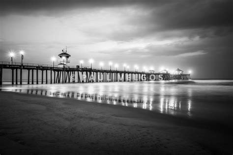 Wall Art Print And Stock Photo Huntington Beach Pier In Black And White