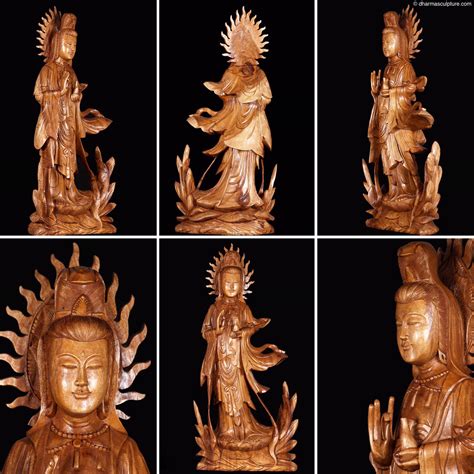 Quan Yin Goddess Of Compassion Wood Statue 41 Dharma Sculpture