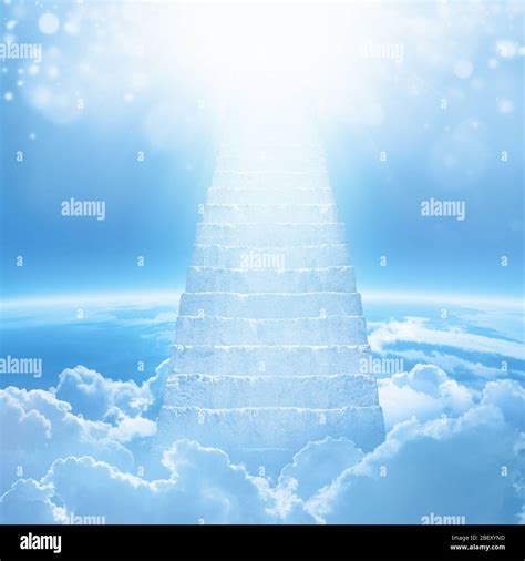 Beautiful Religious Background Stairs To Heaven Bright Light From