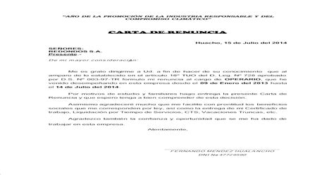 Carta De Renuncia Con Leyes111 Pdf Document