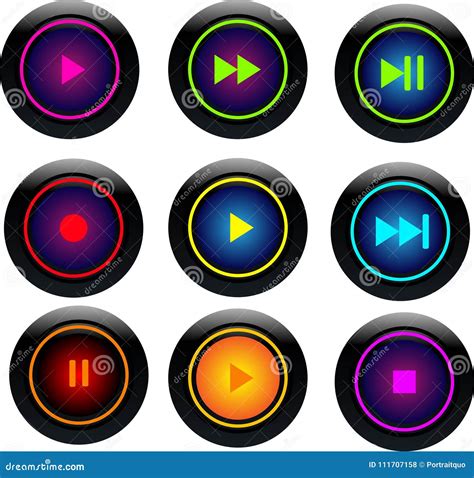 Neon Blue Round Play Button Stock Illustration Illustration Of