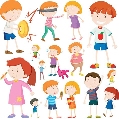 Kids Doing Different Activities Many Illustration Girl Vector Many