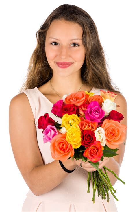 Woman With Flowers Bouquet Free Stock Photo Public Domain Pictures