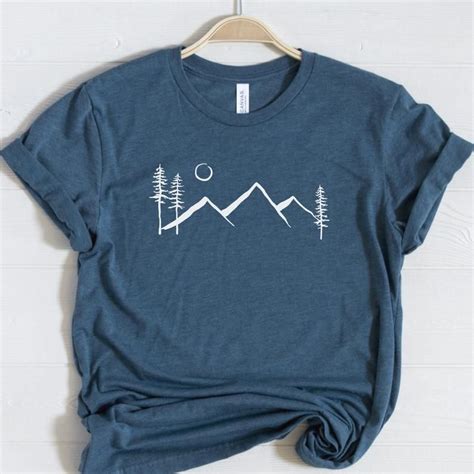 Minimalist Mountain Graphic Tee Simple Mountain T Shirt Hand Drawn Mountain Tshirt