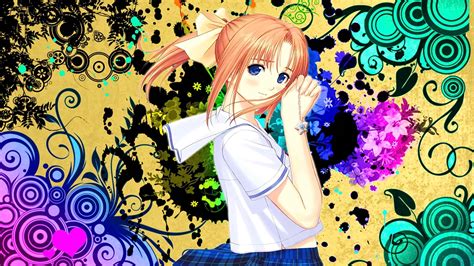 Wallpaper Illustration Anime Girls Blue Eyes Short Ha