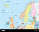Mapa del norte de Europa Imagen Vector de stock - Alamy