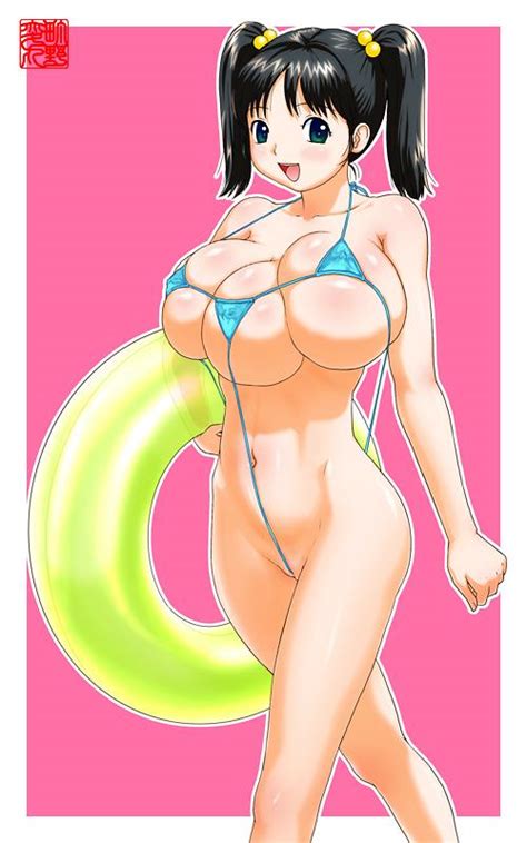 Machino Henmaru 1girl Bikini Black Hair Breasts Cameltoe Cleft Of