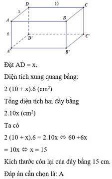 Cho hình hộp chữ nhật có diện tích xung quang c m chiều cao bằng cm Tìm các kích thước