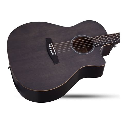 Schecter Deluxe Acoustic Guitar Satin See Thru Black At