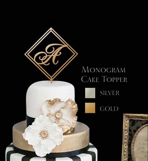 Monogram Cake Topper Wedding Cake Topper Gold Cake Topper Etsy Gold