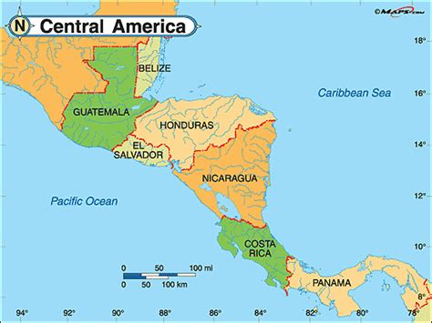 Central America Political Map by Maps.com from Maps.com -- World's ...