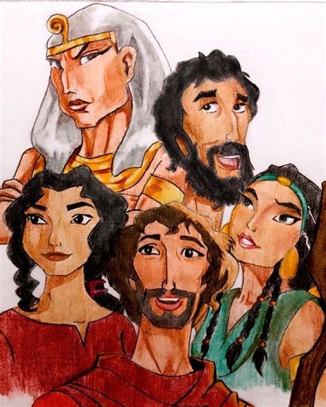 A Drawing Of The Prince Of Egypt Ramses Miriam Aaron Moses And Tzipporah Prince Of Egypt
