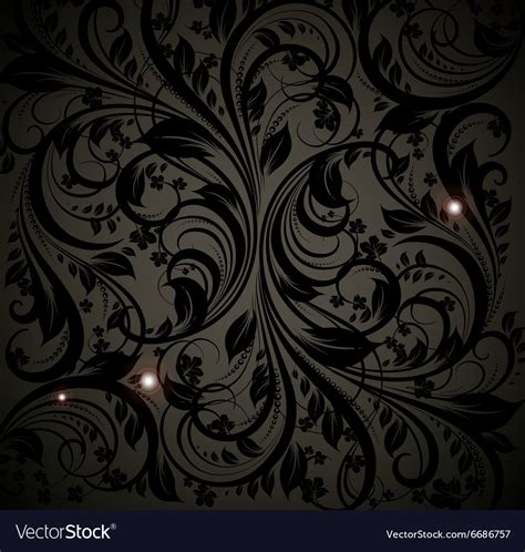 Seamless Black Floral Wallpaper Royalty Free Vector Image